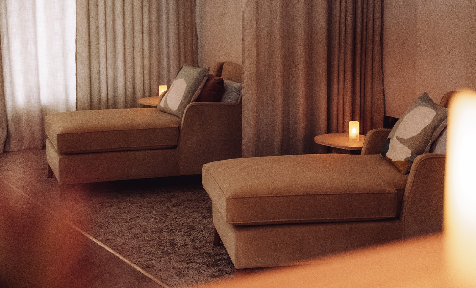 Exclusively for guests with a treatment booking, the relaxation room provides a serene space to relax and recharge before or after your spa treatment.