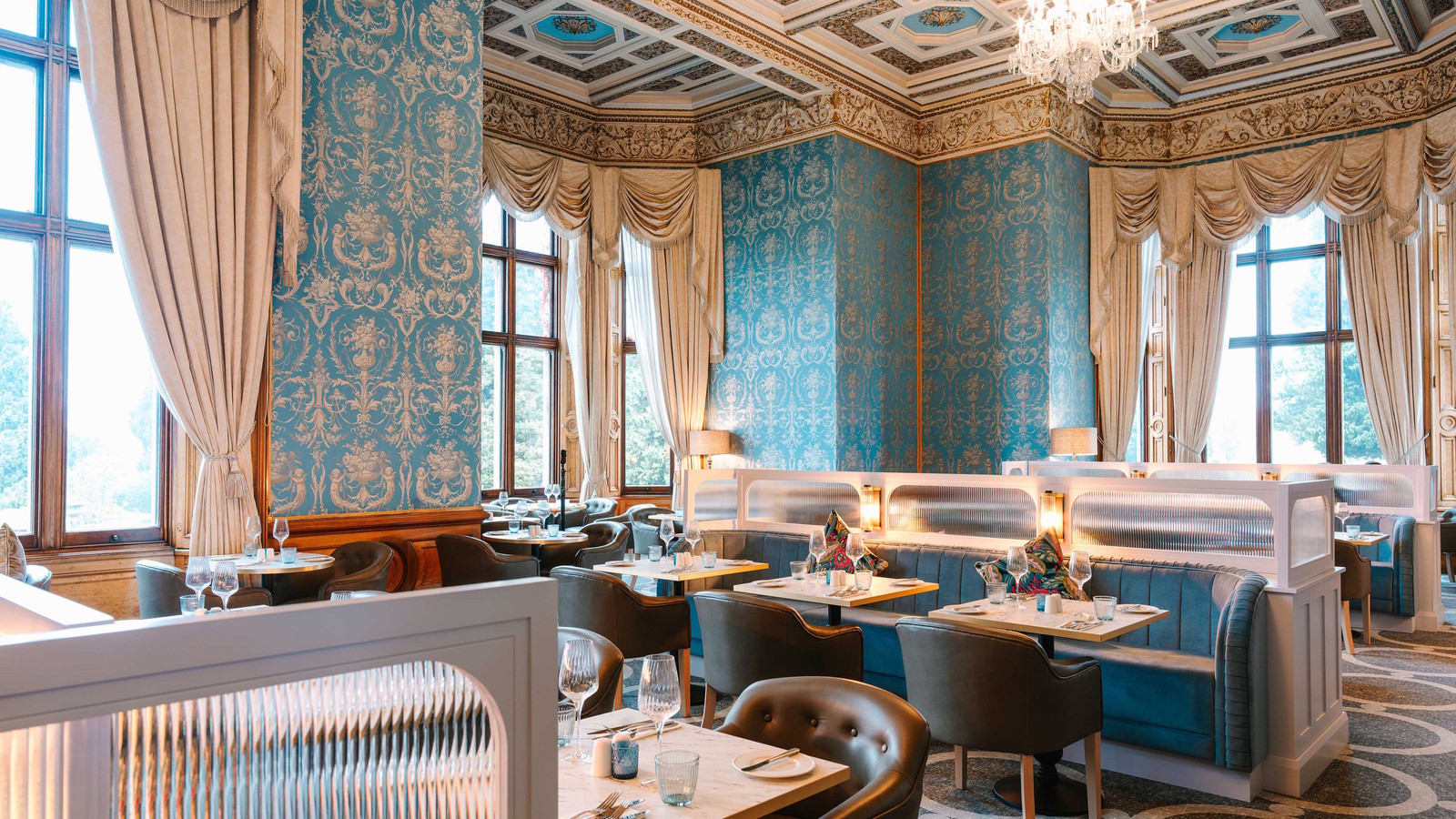 Every detail in The Blue Room is crafted for comfort and style, from the elegant table settings to the carefully chosen chairs.