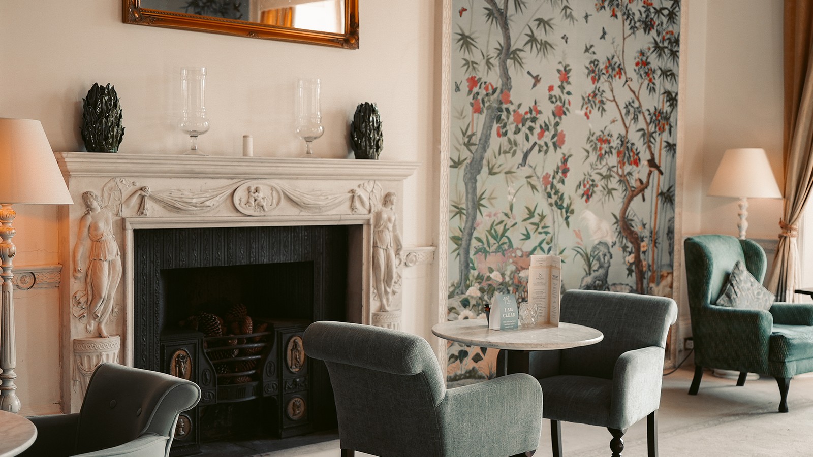 Inside the Chinese Room, hand-painted wallpaper exudes opulence - an elegant setting for afternoon tea.