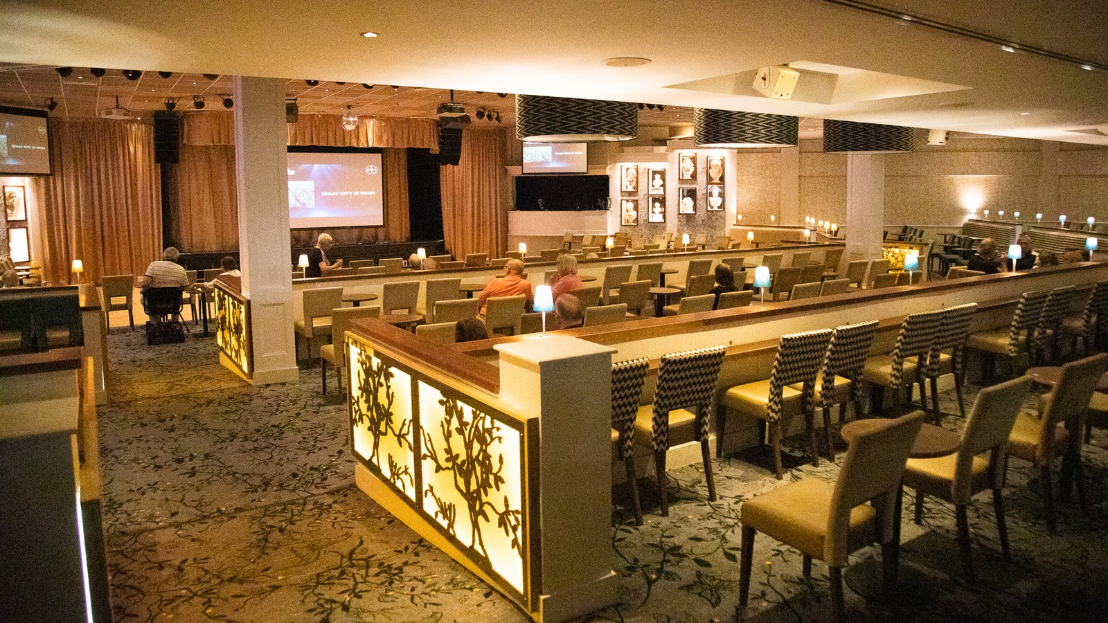 The late lounge entertainment venue offering comfortable seating for an entertaining show for all to enjoy and view