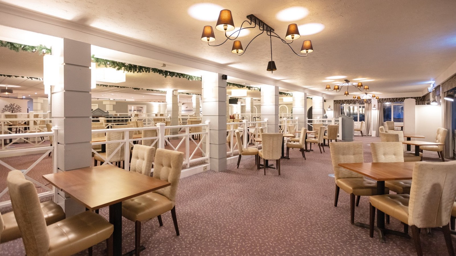 The Rosewood restaurant with comfortable seating and good lighting.