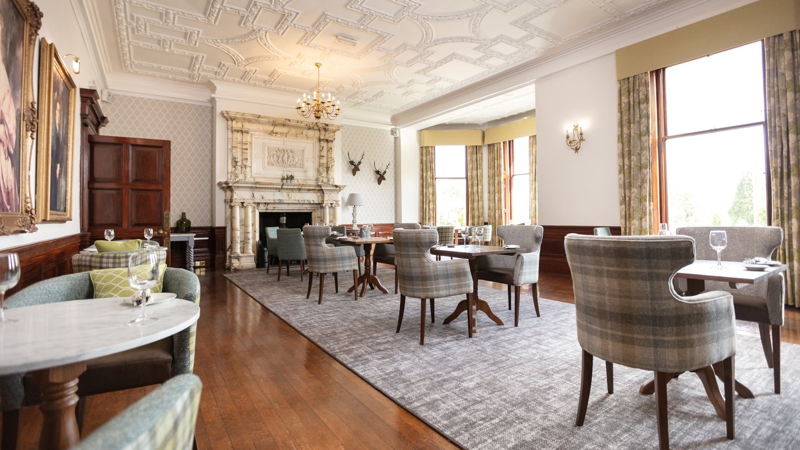 The Brasserie32 restaurant with comfortable seating with ample space and lighting.