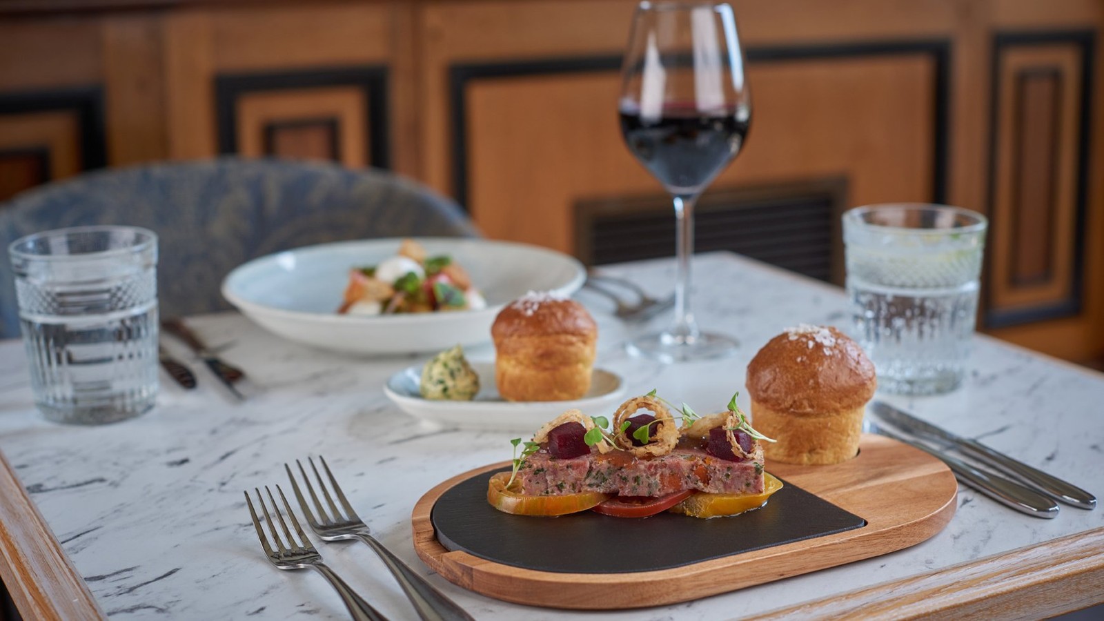 Brasserie32 serves elegantly presented dishes, bringing a fresh perspective to British cuisine.