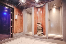 The sauna and showers in the spa