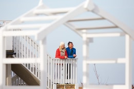 Guests enjoying the view of the sea at Corton