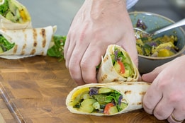 Freshly prepared wraps for lunch