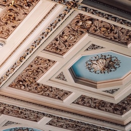 The ceiling in the Blue Room at Thoresby Hall