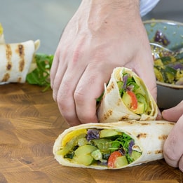 Freshly prepared wraps for lunch