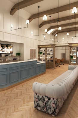 Renders of the new spa reception at Thoresby Hall