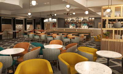 Render of the new Live Lounge bar at Thoresby Hall