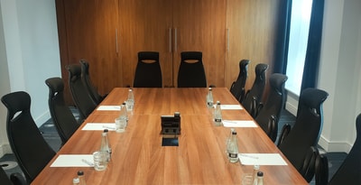 The boardroom at Heythrop Park set up ready for a meeting