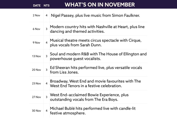 Here's what's on in November at The Runnymede on Thames.