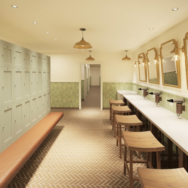 Modern elegance meets classic charm in these new changing rooms. The warm tones and thoughtful design invite relaxation.