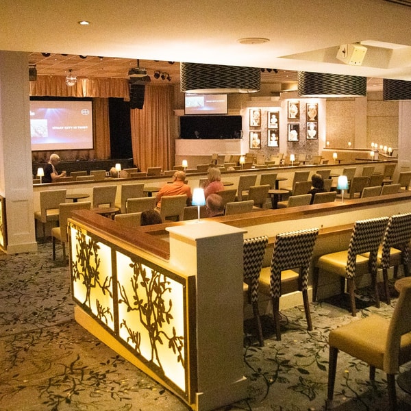 The late lounge entertainment venue offering comfortable seating for an entertaining show for all to enjoy and view