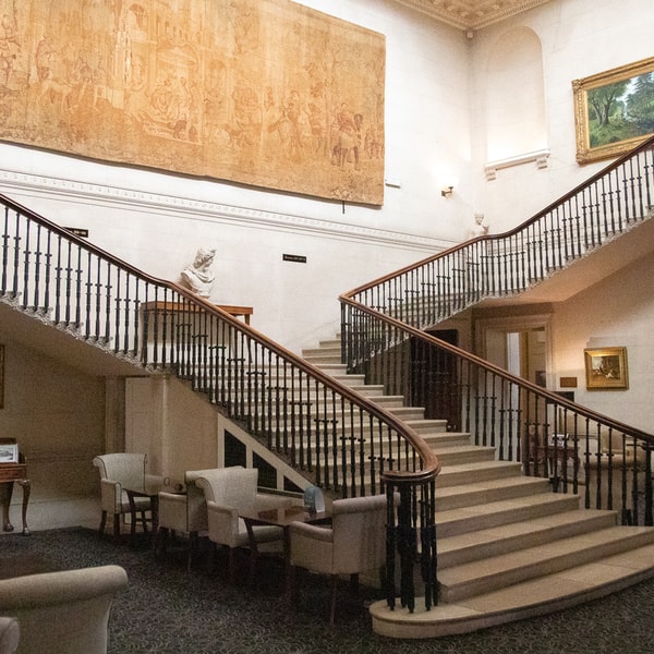 The grand staircase featured at the Historic rooms.