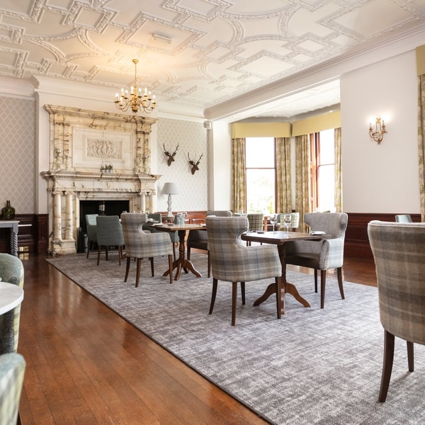 The Brasserie32 restaurant with comfortable seating with ample space and lighting.