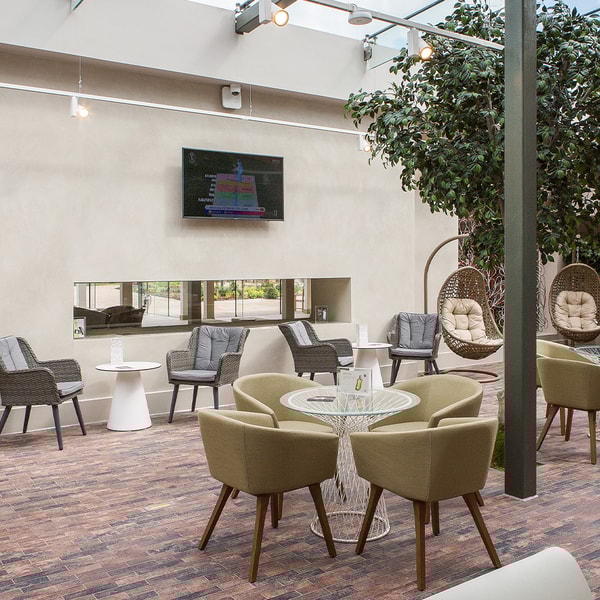 The Stable Spa lounge is a relaxing spot where you can sit and watch the world go by, or comfortably wait to be called for your spa treatment.