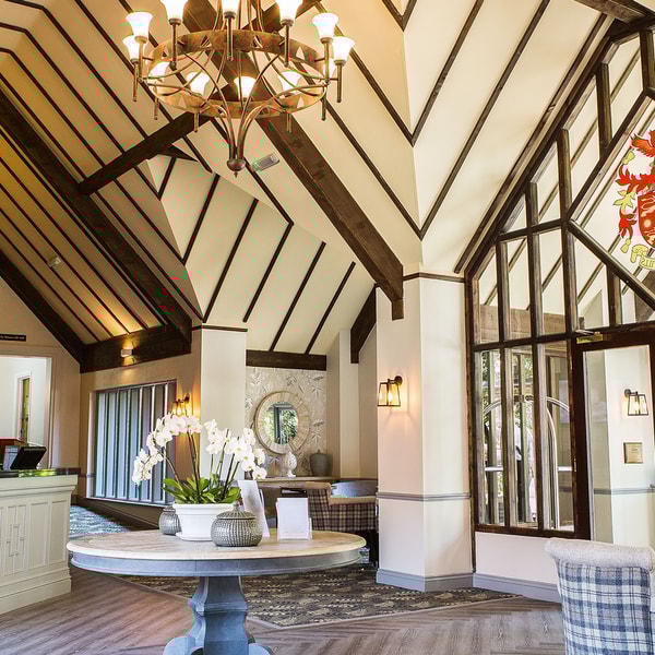 Welcome reception area with large windows with plenty of light and warmth.