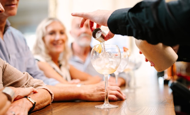Guests taking part in a gin tasting session