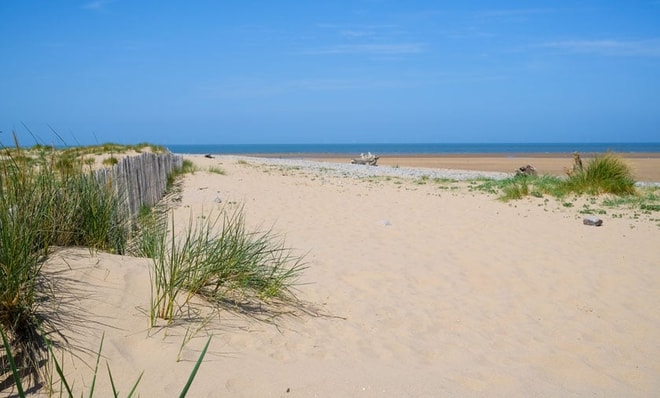 Beach and sand dunes Rhyl north Wales UK