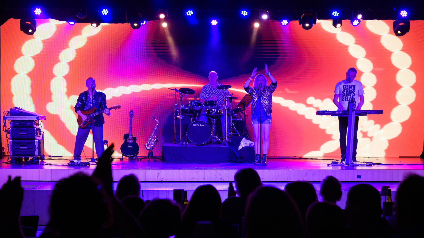 Band performing on stage at Studley Castle