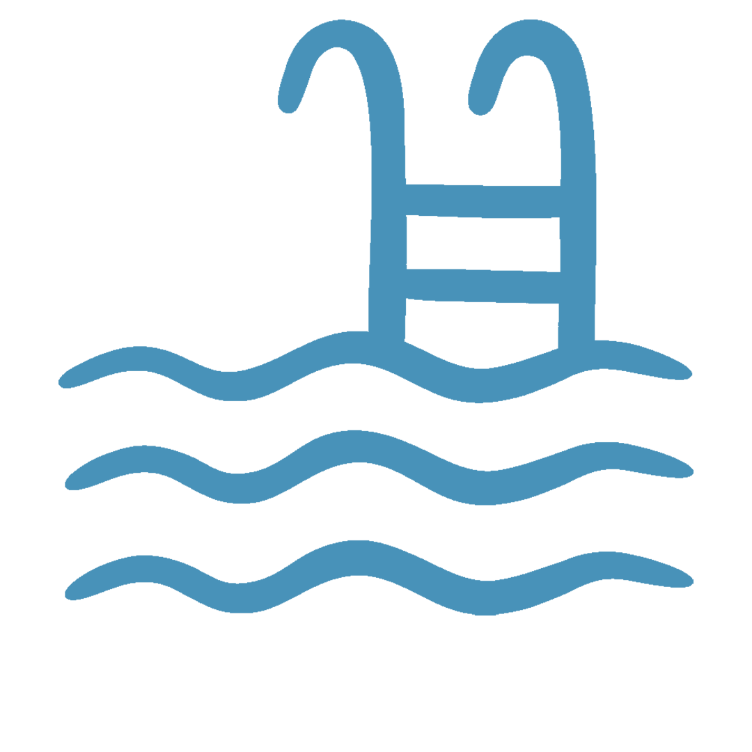 A pool ladder and a wave